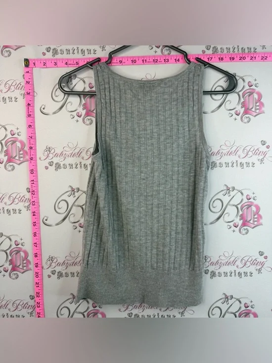 Jacob tank top button down cardigan Light Gray Ribbed Button-Front Tank Top - Picture 2 of 9